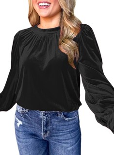 Foto 2 | Foto 2 | Top Leiyee Para Mujer Con Estampado De Terciopelo Manga Larga Talla L Color Negro - Venta Internacional.