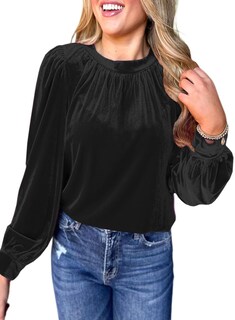 Foto 3 | Foto 3 | Top Leiyee Para Mujer Con Estampado De Terciopelo Manga Larga Talla L Color Negro - Venta Internacional.