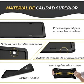 Foto 4 | Foto 4 | Marco De Matrícula De Silicona 2pcs Negro