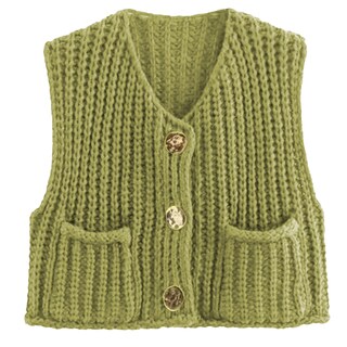 Foto 1 | Foto 1 | Cárdigan Corto Sin Mangas Ainangua Para Mujer Amarillo-verde - Venta Internacional.