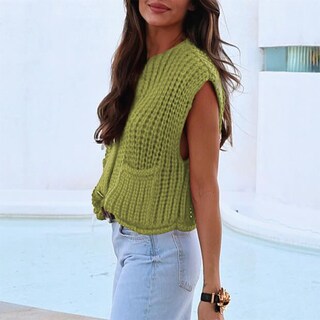 Foto 5 | Foto 5 | Cárdigan Corto Sin Mangas Ainangua Para Mujer Amarillo-verde - Venta Internacional.