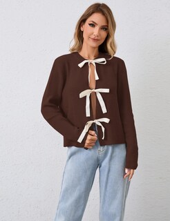 Foto 2 | Foto 2 | Jersey Tipo Cárdigan Msbesyor Con Pajarita Abierta En La Parte Delantera Para Mujer - Venta Internacional.