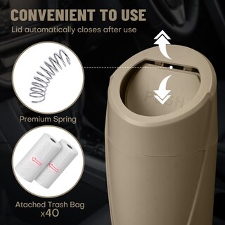 Foto 6 | Foto 6 | Cubo De Basura De Coche Sglrt Beige Con Tapa 2 Paquetes Con 40 Bolsas De Basura - Venta Internacional.