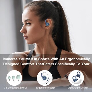 Foto 5 | Foto 5 | Auriculares Inalámbricos Pefupew Bluetooth 5.3 Sport Ip7 Azul - Venta Internacional.