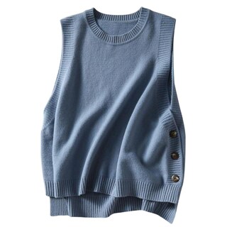 Foto 1 | Foto 1 | Chaleco Tipo Suéter Wowcarbazole Para Mujer Casual De Punto Acanalado Azul - Venta Internacional.