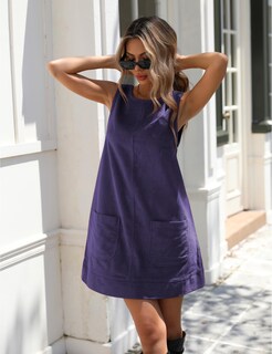 Foto 5 | Foto 5 | Vestido Holgado De Pana Para Mujer Color Morado Talla L - Venta Internacional.