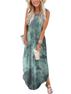 Foto 1 | Foto 1 | Vestido Largo Holgado Sin Mangas Con Aberturas Sundress Jeqeocafy - Venta Internacional.