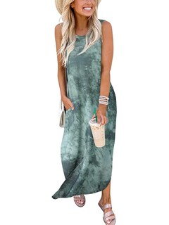Foto 3 | Foto 3 | Vestido Largo Holgado Sin Mangas Con Aberturas Sundress Jeqeocafy - Venta Internacional.