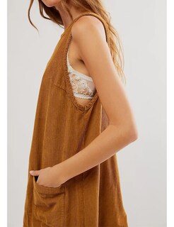 Foto 3 | Foto 3 | Vestido Holgado De Pana Para Mujer Cuello Redondo Caqui Talla Xl - Venta Internacional.