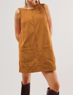 Foto 6 | Foto 6 | Vestido Holgado De Pana Para Mujer Cuello Redondo Caqui Talla Xl - Venta Internacional.