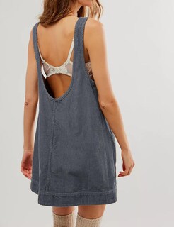 Foto 2 | Foto 2 | Vestido Holgado De Pana Para Mujer Gris Oscuro Talla L - Venta Internacional.