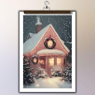 Foto 2 | Foto 2 | Lienzo Decorativo Gspqaz Snowy Christmas Cottage Para Pared  30 X 45 Cm - Venta Internacional.