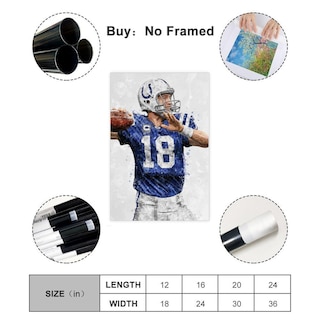 Foto 2 | Foto 2 | Póster Sobre Lienzo Qunan Sports Peyton Manning 30 X 45 Cm Sin Marco - Venta Internacional.