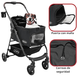 Foto 3 | Foto 3 | Carriola Para Mascotas Cochecito Para Perros Y Gatos Pequeños-medianos Transportadora Extraíble Ligera Y Plegable C/freno -Negro