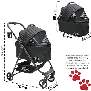 Foto 4 | Foto 4 | Carriola Para Mascotas Cochecito Para Perros Y Gatos Pequeños-medianos Transportadora Extraíble Ligera Y Plegable C/freno -Negro