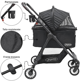 Foto 7 | Foto 7 | Carriola Para Mascotas Cochecito Para Perros Y Gatos Pequeños-medianos Transportadora Extraíble Ligera Y Plegable C/freno -Negro