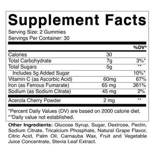 Foto 2 | Foto 2 | Suplemento De Hierro Vitamático En Gomitas De 65 Mg 60 Gomitas Veganas - Venta Internacional.