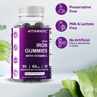 Foto 3 | Foto 3 | Suplemento De Hierro Vitamático En Gomitas De 65 Mg 60 Gomitas Veganas - Venta Internacional.