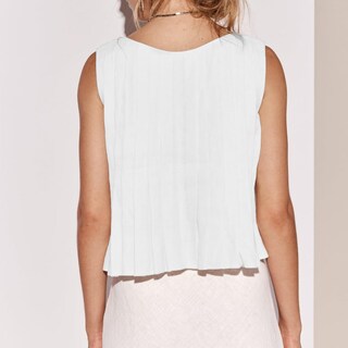 Foto 4 | Foto 4 | Camiseta Sin Mangas Nvrenjia Coquette Plisada De Lino Blanco Para Mujer - Venta Internacional.