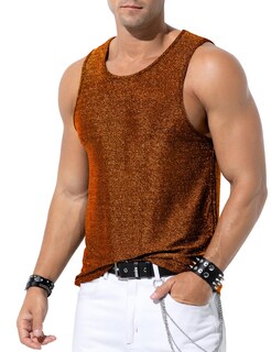 Foto 1 | Foto 1 | Camiseta Sin Mangas Arjen Kroos Para Hombre Con Lentejuelas Doradas Y Purpurina Rave Disco - Venta Internacional.