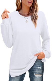 Foto 2 | Foto 2 | Camiseta Tipo Túnica Ofeefan Blanca De Manga Larga Holgada Para Mujer - Venta Internacional.
