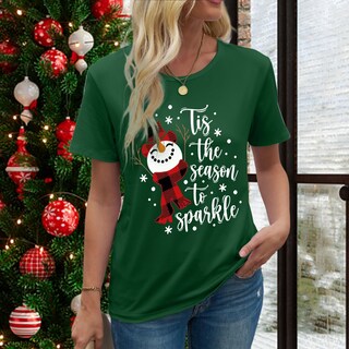 Foto 3 | Foto 3 | Camiseta Euow Christmas Santa Graphic Para Mujer Con Estampado Navideño - Venta Internacional.