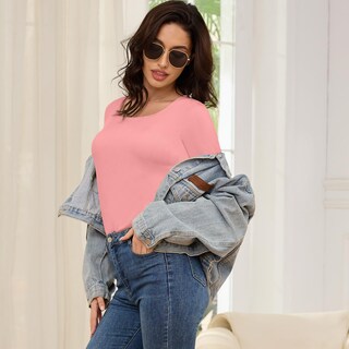 Foto 5 | Foto 5 | Camisa De Manga Larga Para Mujer Ya Belt Punto Acanalado Entallada Rosa Xl - Venta Internacional.