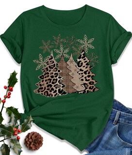 Foto 1 | Foto 1 | Camiseta Euow Christmas Santa Graphic Para Mujer Con Estampado Navideño - Venta Internacional.