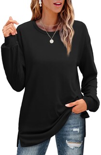 Foto 2 | Foto 2 | Camisa Ofeefan De Manga Larga Holgada Cuello Redondo Para Mujer - Venta Internacional.