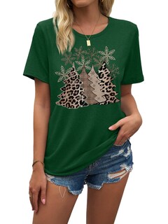 Foto 2 | Foto 2 | Camiseta Euow Christmas Con Estampado De Papá Noel Para Mujer Talla L - Venta Internacional.