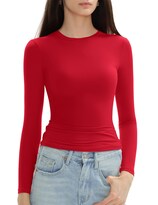 Top De Manga Larga C202 Para Mujer  Cuello Redondo  Doble Forro  Color Chile - Venta Internacional.