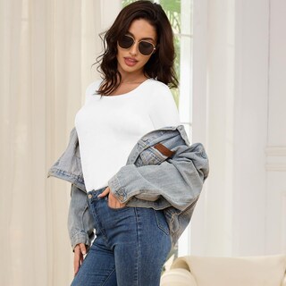 Foto 5 | Foto 5 | Camisa De Manga Larga Para Mujer Ya Belt Punto Acanalado Blanca - Venta Internacional.