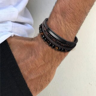 Foto 2 | Foto 2 | Pulsera De Cuero Trenzado Eo Safe Imports Esi-22028 Café