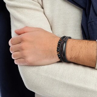 Foto 3 | Foto 3 | Pulsera De Cuero Trenzado Eo Safe Imports Esi-22028 Café