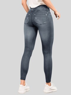 Foto 3 | Foto 3 | Pack De 2 Leggins Unitalla Mujer Mezclilla Lic-55-5-px2 Azul D17 Y Negro D19 Faja Alta Estilo Pantalón Mezclilla