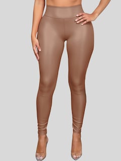 Foto 6 | Foto 6 | Set De Dos Leggins Moda Elegante Casual Lic-0105-px2 Beige Y Gris Mujer Vinipiel
