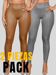 Foto 5 | Foto 5 | Set De Dos Leggins Moda Elegante Casual Lic-0105-px2 Gris Y Cafe Claro Mujer Vinipiel