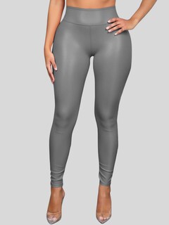 Foto 6 | Foto 6 | Set De Dos Leggins Moda Elegante Casual Lic-0105-px2 Gris Y Cafe Claro Mujer Vinipiel