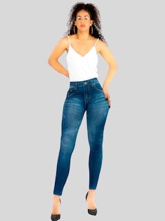 Foto 2 | Foto 2 | Pack De 2 Leggins Unitalla Mujer Mezclilla Faja Alta Estilo Pantalón Mezclilla Lic-55-5-px2 Variedad De Diseños