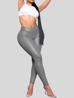 Foto 4 | Foto 4 | Set De Dos Leggins Moda Elegante Casual Lic-0105-px2 Beige Y Gris Mujer Vinipiel