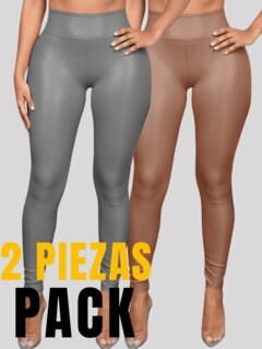 Foto 5 | Foto 5 | Set De Dos Leggins Moda Elegante Casual Lic-0105-px2 Beige Y Gris Mujer Vinipiel