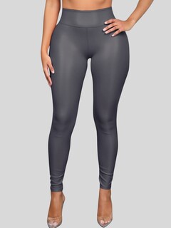 Foto 2 | Foto 2 | Set De Dos Leggins Moda Elegante Casual Lic-0105-px2 Beige Y Gris Oscuro Mujer Vinipiel