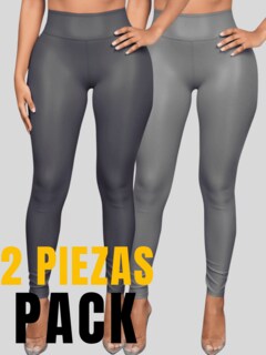 Foto 5 | Foto 5 | Set De Dos Leggins Moda Elegante Casual Lic-0105-px2 Gris Y Gris Oscuro Mujer Vinipiel