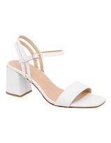 Sandalia Con Tacón Exterior Piel Sintética Color Blanco Para Mujer De Rbcollection