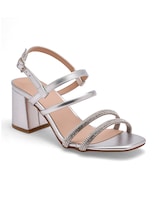 Sandalia Con Tacón Exterior Sintético Color Plata Para Mujer De Rbcollection