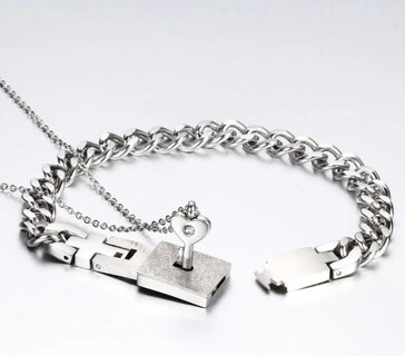 Foto 4 | Foto 4 | Pulsera Xtellar Pareja Candado Con Collar Llave Acero Inoxidable Regalo