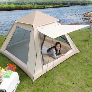Foto 3 | Foto 3 | Tienda Grande Campaña 3-5 Personas Portátil Cámping Acampar Blanco