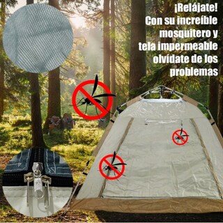 Foto 5 | Foto 5 | Tienda Grande Campaña 3-5 Personas Portátil Cámping Acampar Blanco