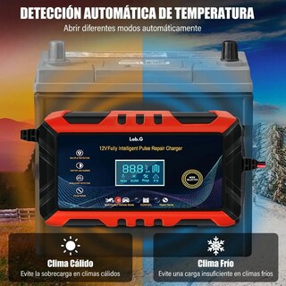 Foto 3 | Foto 3 | Cargador Inteligente Lab.g Para Baterías De 12v 6a P/auto Moto Negro Con Rojo
