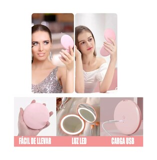 Foto 4 | Foto 4 | Espejo De Maquillaje Lab.g Luz Led Bolsillo Portatil Recargable Rosa